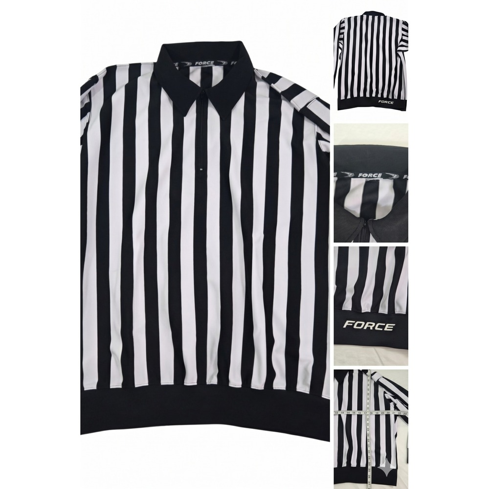 Force Referee Official Shirt Mens L‎ Long Sleeve Hockey Basketball Stripe Zebra
